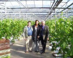 Morna Blair and right Steve Cornwell looking at a crop with ScSMB grower Joe Comparetto last week