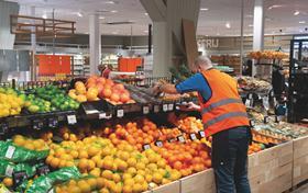 Albert Heijn supermarket citrus display restock