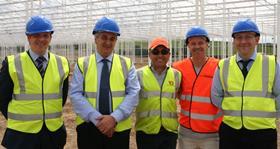 NFU East Anglia Regional Director Robert Sheasby, NFU President Meurig Raymond, Vince Russo, Valley Grown Nurseries General manager Andy Franklin and Lee Stiles of Lea Valley Growers.