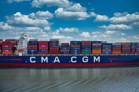 CMA CGM vessel with containers side on