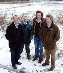 (l-r) Phil Hough of Associated Growers, Keith Gilson of Houlton Contractors, Simon Dixon of ispace and Mike Nellist of Nellist & Co on the site of the new Fruit Market to be known as Priory Market