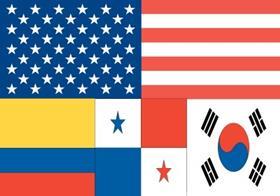US Panama South Korea Colombia FTA flags