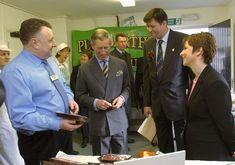 HRH Prince of Wales with Joe Hurst, Carlisle Store Manager (left), John Geldard, managing director of local food hub Plumgarths (right) and Karen Todd, head of local sourcing at ASDA on a recent visit to Plumgarths.