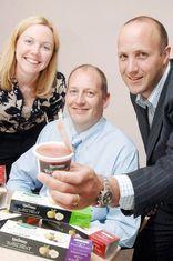 Invest NI marketing advisor Michelle Gibson, Asda's NI trading and marketing manager Paul Farrell and Alan Davison, from Davisons Canners, in Portadow