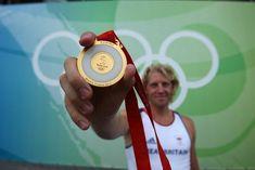 Golden boy: Hodge with medal