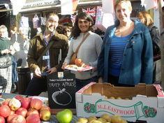 Portobello market manager Mark Atkinson with Local to London's Zeenat Anjari and Ruth Holbrook