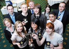 Students from Brownhills Community College celebrate their win with Spar distribution business supporters