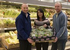 L-r: Steve Dickinson, EVS account manager, Wendy Lister, produce manager at the Asda store in Bradford, and grower Mark Hardwick