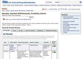 FDA recall website