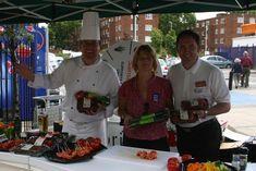Greenery chef Noel, Gill Wardell and Greenery UK's Tony Bilsborough show off their wares