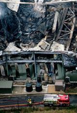 The factory gutted by fire