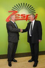 McGilary with Zespri chief executive Tim Goodacre, one of several successful partners