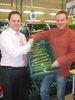 Thanet Earth Cucumber Grower, Addy Breugem and Tesco Broadstairs Extra store manager, Matthew Polson put first tray on shelf