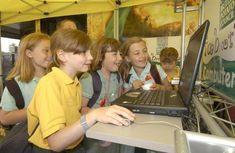 Children using the BPC interactive zone to learn about healthy eating