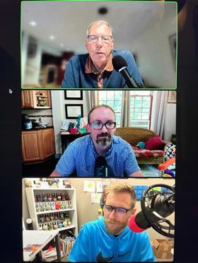 John (middle), Patrick (bottom) and guest recording the History of Fresh Produce podcast