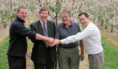 L-r: Chris Kember, farm manager; Adrian Barlow, chief executive, English Apples & Pears; Mike Davidson, Ivy Farm House; Josh Kann, general manager, Well Pict County Local.