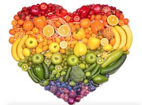 Fruit and vegetables rainbow heart