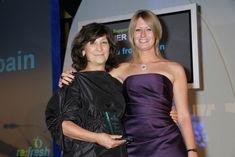 Foods from Spain director Maria Jose Sevilla accepts the award from FPJ editor Laura Gould