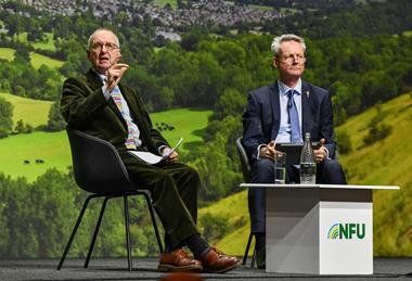 NFU president Tom Bradshaw and Professor Tim Lang at the NFU Conference 2026