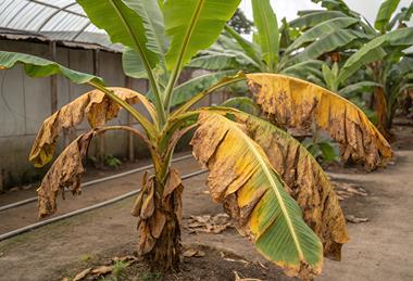 A banana plant infected with Panama Disease