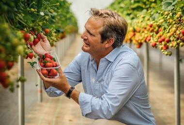 Angus Soft Fruits chairman Lochy Porter with the award-winning AVA Magnum strawberries
