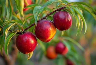Nectarine on tree Adobe