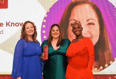Charlotte Knowles with host Andi Oliver and highly commended AJ Sharp