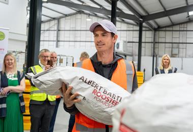Andy Murray helped unload Albert Bartlett potatoes at the FareShare depot