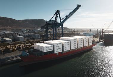 DP World container vessel at port