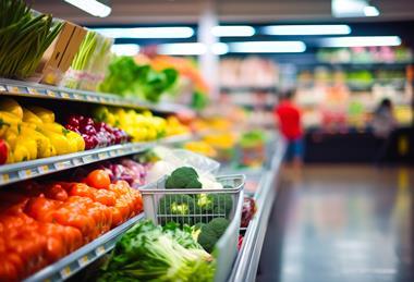 Supermarket fresh produce aisle