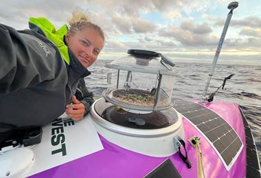 Jess Rowe with the onboard farm