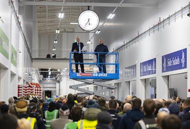 Gary Marshall receiving the honour of a clock bearing his name