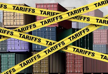 Trade Tariffs containers tape illustration