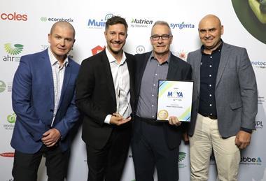 l-r Flavorite Group's chief production and innovation officer Jim Madden, marketing and communications manager Tom Millis, CEO Mike Nichol and chief marketing officer Sam Kisvarda accept the 2026 Marketer of the Year Award