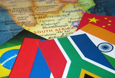 BRICS flags map of South Africa