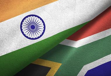 India South Africa cloth flags halves
