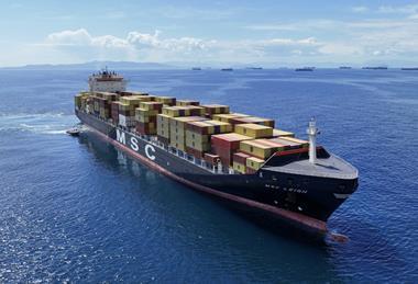MSC container vessel Port of Piraeus MUST CREDIT aerial-drone - Adobe Stock