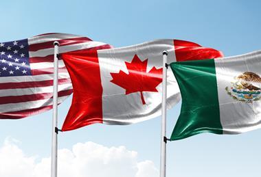 US Canada Mexico flags AdobeStock_696078379