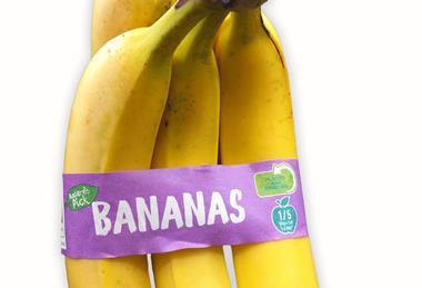 Plastic bags are being replaced with a paper band on selected banana lines