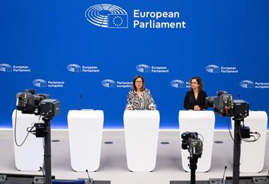 Swedish MEP Jessica Polfjärd speaks at a press conference to discuss the NGT regulation