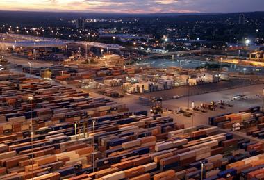 DP World Southampton terminal at night