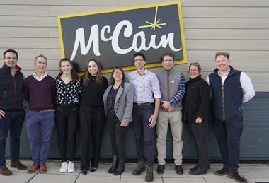 L-r: James Hopwood (McCain director of agriculture), Keir Doe, Dr Lynda Perkins, Annie Weiss, Kate Drury, Dr Thomas Farrugia, Michael Kavanagh, Sheena Horner (OFC director) and Matthew Stubbings (McCain agriculture sustainability manager)