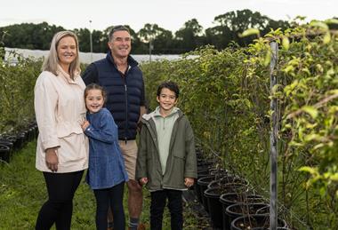 Natalie Bell, Paul Lloyd of Tallogum Berries and their children