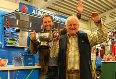 L-r: Charlie Dunn and Peter Chandler celebrate their success at the National Fruit Show 2024