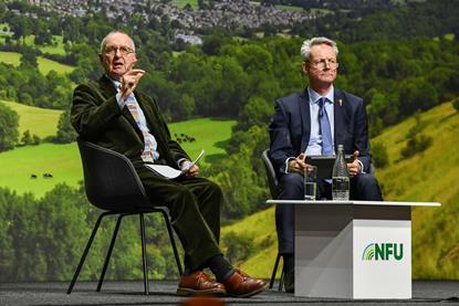 NFU president Tom Bradshaw and Professor Tim Lang at the NFU Conference 2026