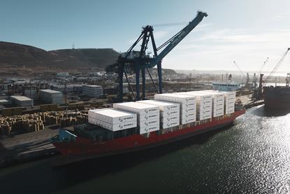 DP World container vessel at port