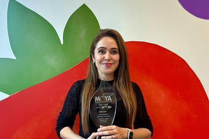 Sonia Gabauer national marketing manager of Driscoll’s Australia with the 2025 Seeka Marketer of the Year Award