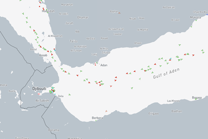 Map of Red Sea from MarineTraffic.com