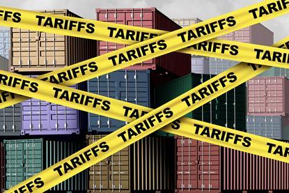 Trade Tariffs containers tape illustration