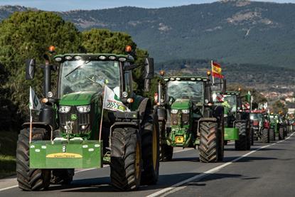 Spain farmer protests MUST CREDIT SaucE ReQuEs - Adobe Stock
